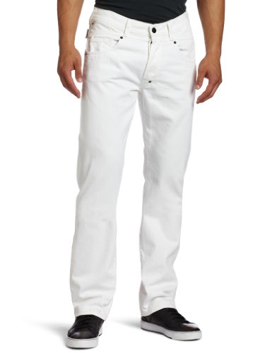J.C. Rags Mens Sten Reg Fit White Denim Pant, Cuw Clear, 36