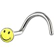 Surgical Steel Yellow SMILEY FACE Logo Nose Ring