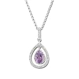 14K White Gold Amethyst & Diamond Necklace
