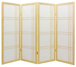 Low Traditional Shoji Room Divider in Natural Number of Panels: 6