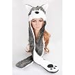Husky Animal Hat with Mittens