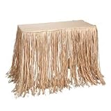 Natural-Color Artificial Grass Raffia Table Skirt Sale