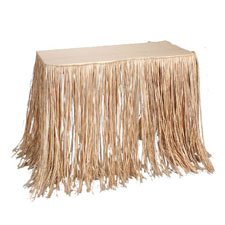 Natural-Color Artificial Grass Raffia Table Skirt Sale
