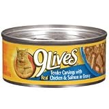 9Lives Tender Carvings with Real Chicken and Salmon in Gravy Canned Cat Food (24/5.5-oz cans)