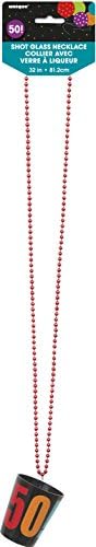 Birthday Cheer 50th Birthday Shot Glass Bead Necklace