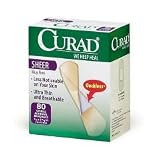 CURAD Sheer Adhesive Strips - Sheer Assorted, 80 count - Case of 24