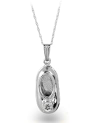 Sterling Silver April White Topaz Birthstone Baby Bootie Pendant
