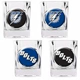 NHL Tampa Bay Lightning Four Piece Square Shot Glass Set (Individual Logos)