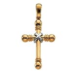 14K Two-Tone Gold Cross Pendant - 41.50x22.25mm