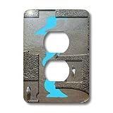 Jos Fauxtographee Realistic - Two Birds on Beach Beveled and Texturized With Liquefied Color of Mint Blue Making Picture on Sand - Light Switch Covers - 2 plug outlet cover