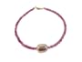 14k Yellow Gold Pink Tourmaline & Pink Baroque Freshwater Pearl Bracelet, 7.25"