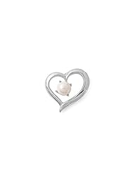 Sterling Silver Heart & Cultured Pearl Pendant Unique Charm Pure 925 New 19mm with 1mm Box Chain