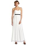 BCBGMAXAZRIA Women's Amber Cascade Strapless Long Gown, White, 0