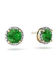 Genuine Emerald 14kt Yellow Gold Earrings