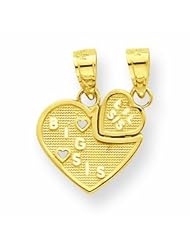 10K Gold Big Sis, Lil Sis Break-apart Heart Charm