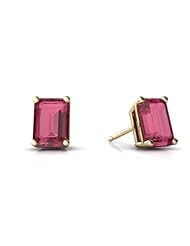 Genuine Pink Tourmaline 14kt Yellow Gold Stud Earrings