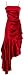 Ruched Ruffle Satin Prom Gown Holiday Party Cocktail Dress Bridesmaid, Small, Red