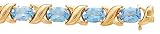 14k Gold & Blue Topaz Oval Stone Bracelet- 7