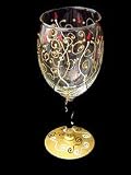Celebration Design - Hand Painted - Wine Glass - 8 oz..
