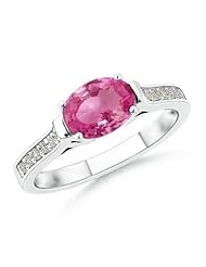 Round Diamond and Oval Pink Sapphire Ring - 1.5 ct TGW