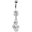 White Treble Clef Music Note Belly Ring