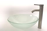 13 3/4" Diameter & 1/2" Thickness Round Frosted Glass Vessel Sink Combo with Brushed 