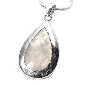 Sterling Silver Mother of Pearl MOP Teardrop Pendant by Mother of Pearl