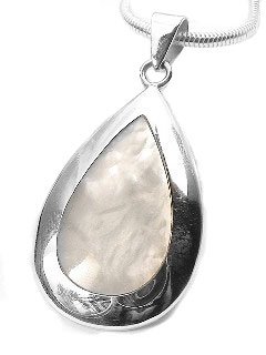 Sterling Silver Mother of Pearl MOP Teardrop Pendant