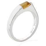 Sterling Silver Emerald Cut Citrine Ring, Size 8