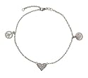 Peace, Love and Happiness CZ Silver Anklet