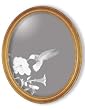 Decorative Etched Mirror - Hummingbird Art Etching, Oval Solid Hardwood Framed Wall Mirror, 15 x 19 inches