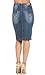 Distressed Stretch Denim High Waisted Knee Length Pencil Skirt