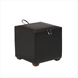 OSP Designs MET817 Dark Brown Faux Leather Flip Top Storage Metro Ottoman