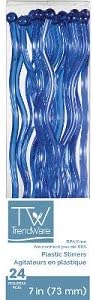 Trendware 190428 Translucent Blue Plastic Drink Stirrers - Case of 144