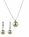 Necklace - Earrings Set - N500 - Glass Pearl Drop (10 mm) hung on 1 mm Ball Chain ~ Olive Green