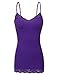 RT1004 Ladies Adjustable Spaghetti Strap Lace Trim Long Tunic Cami Tank Top D.Purple S