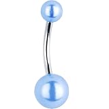 Light Blue Faux Pearl Belly Ring