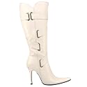 Womens Cut Out Cross Strap Knee High Boots