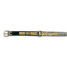 ROSEWOOD Deluxe Brass Fitting Leather Dog Collar 18" x 1�" (Black)