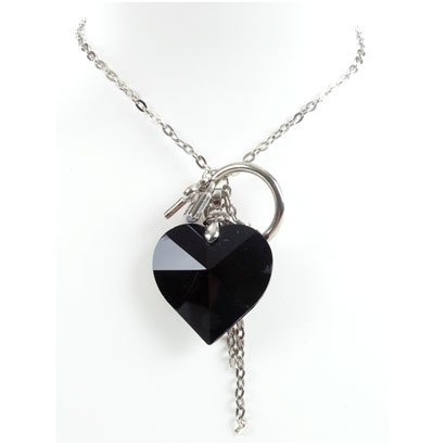 Moon Black Heart Pendant and Chain