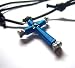 Peacock Blue Horseshoe Nail Cross Necklace