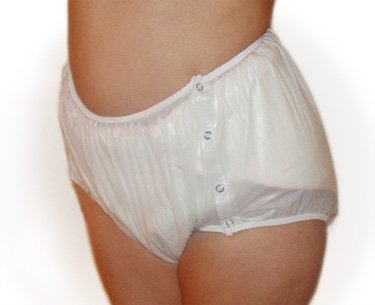 Snap On Style Adult Plastic Pants - Medium White