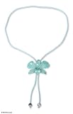 Natural orchid and lapis long necklace, 'Joyful Sky'