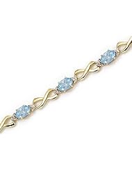 10K Yellow Gold Oval Aquamarine and Diamond Bracelet