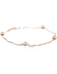 Rose Goldtone Finish Silver Singapore with Bead Chain Bracelet, 7"