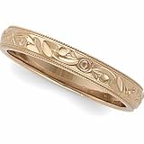 14k Rose Gold Hand-Engraved Wedding Band For Men and Women - Sizes 5 - 12, no half sizes