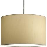 Progress Lighting P8823-01 Modular Pendant System Choose Shade and 1-Light Stem (P5198) Or 3-Light Stem (P5199) To Make Complete Fixture 16-Inch Drum Shade, Beige Silken Fabric