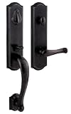 Baldwin T543469DBLC Light Bronze Baldwin Bronze-Stonebridge Double cylinder set with Bevel Top Knob and 3/4 Escutcheon Arched Trim from the Stonebridge Collection