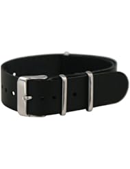 24mm Leather Black Nato Ballistic Military Watch Band Strap G-10 Fits All Watches!!!