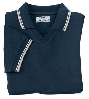 Port Authority Signature - Ladies Cool Mesh Sport Shirt with Tipping Stripe Trim Navy Ivory Khaki1X